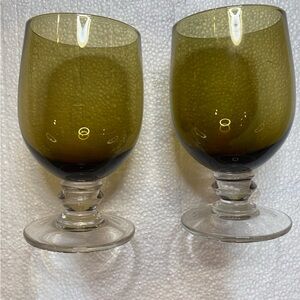 Vintage Green Glass Goblets